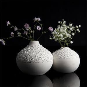 Rader White Pearl Beaded Vase